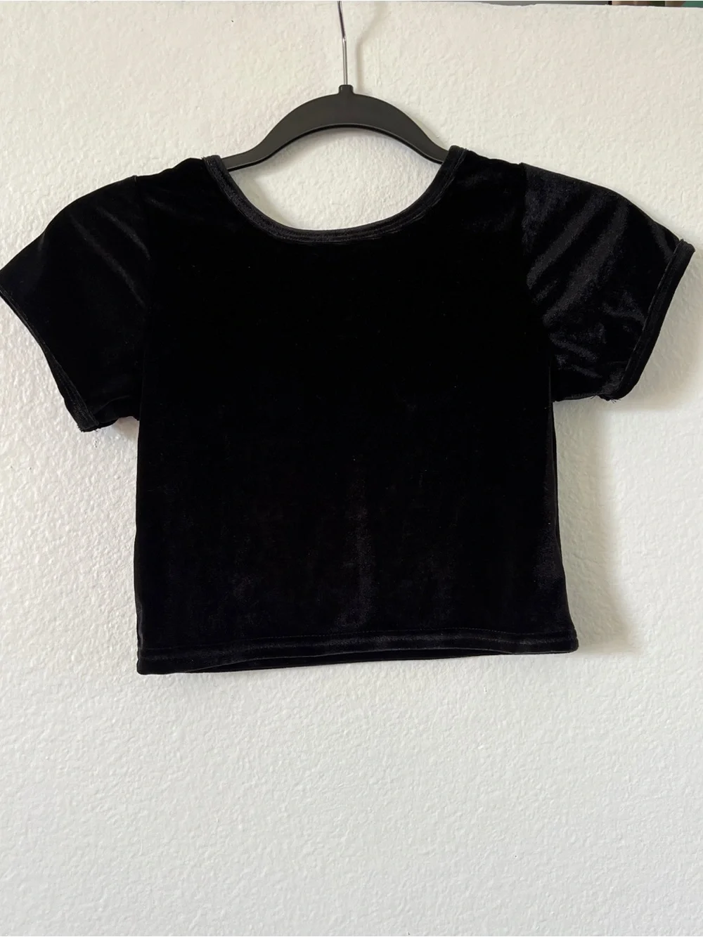 Black Velvet Two-Piece Top and Skirt Set